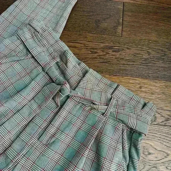 Vero  Moda Women’s Plaid Grey High Waisted Wrap Tie Trouser Office Pants Medium - Picture 14 of 16